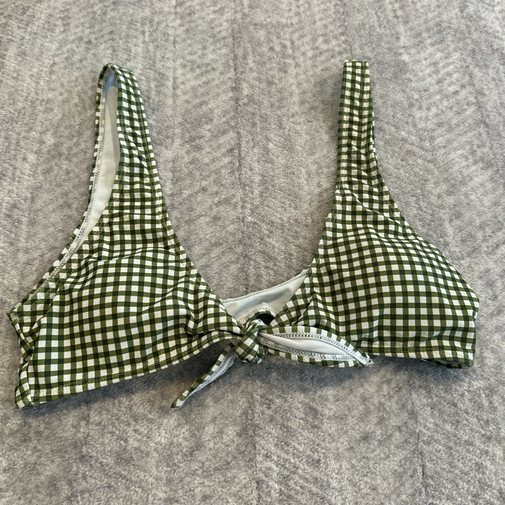 Zaful Green Checkered Bikini Top